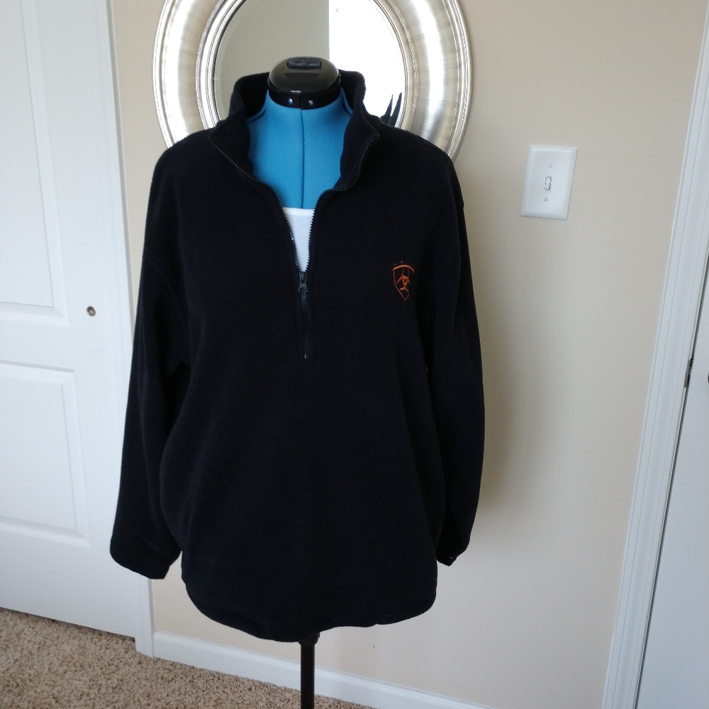 Ariat Black Fleece Jacket Size L Half zip - Picture 3 of 7
